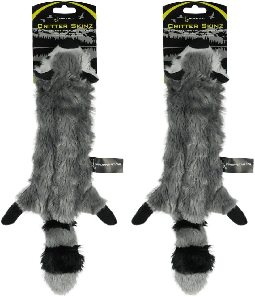 Hyper Pet Critter Skinz Rakun Peluş Köpek Oyuncağı, Squeaker, Medium (2 paketi)