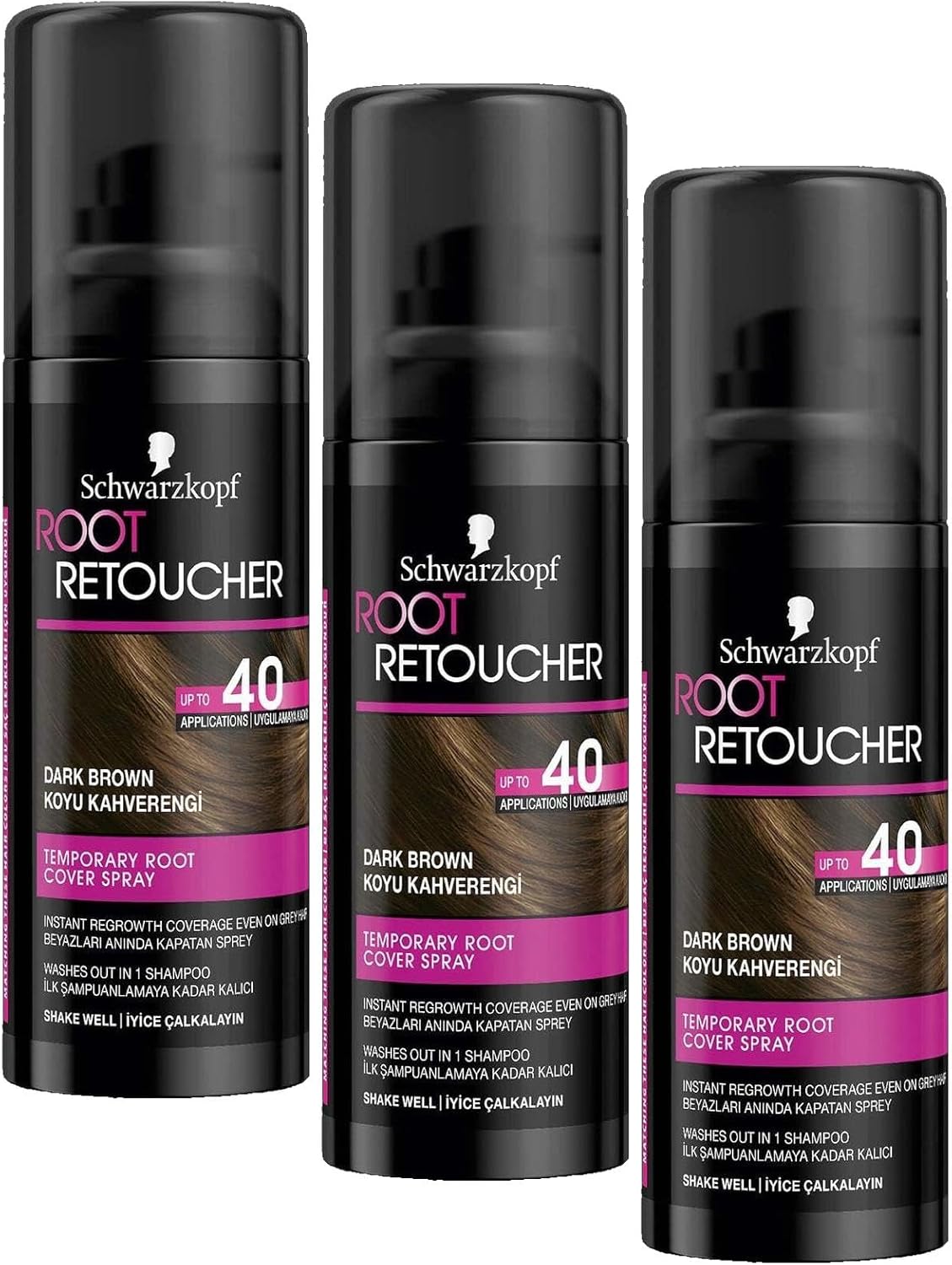 Root Retoucher Beyazları Anında Kapatan Sprey Boya Koyu Kahverengi 120 ml (3 paketi)