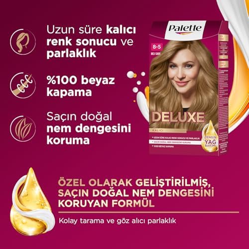 Deluxe Saç Boyası 8-5 Bej Sarı 50 Mililitre (2 paketi)