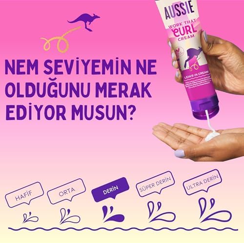 Aussie Work That Curl Dalgalı ve Kıvırcık Saçlar için Durulanmayan Saç Kremi 160ml (3 paketi)