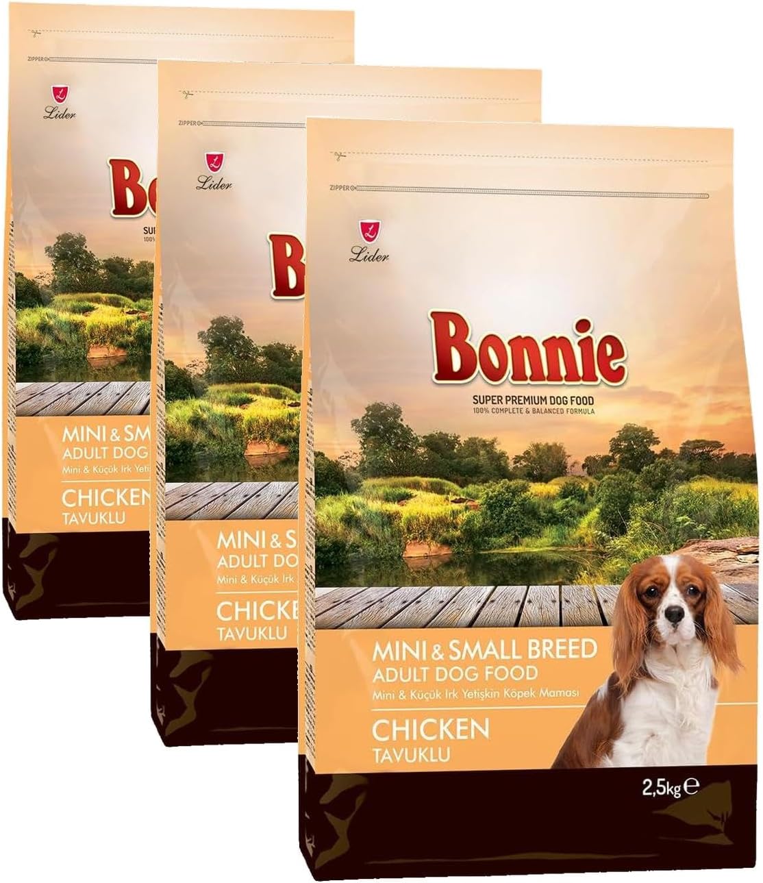 Bonnie Tavuklu, Yetişkin, Kuru Köpek Maması, Mini ve Küçük Irk, 2.5 kg (3 paketi)