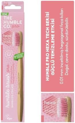 The Humble Co. Humble Brush Pro Yetişkin Soft Lila 0.01 İnceltilmiş Hegzagonal Fırça Kılları İçeren Bambu Diş Fırçası (3 paketi)