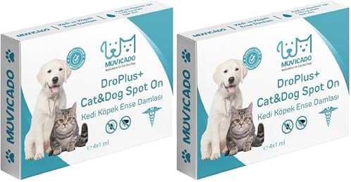 Muvicado Kedi Köpek Tüy Bakım Yağı; Bit, Pire, Kene İç Dış Parazit Ense Damlası (2 paketi)