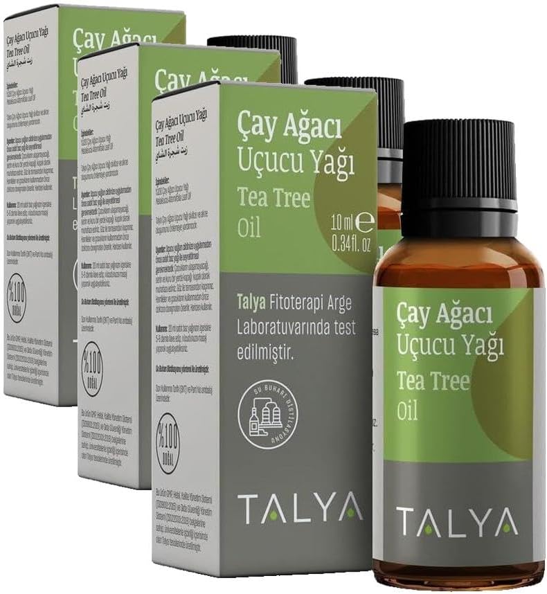 %100 Saf Çay Ağacı Uçucu Yağı 10ml - Akne ve Sivilce Karşıtı - Cilt Bakımı - Difüzör için Aromaterapi Yağı (3 paketi)