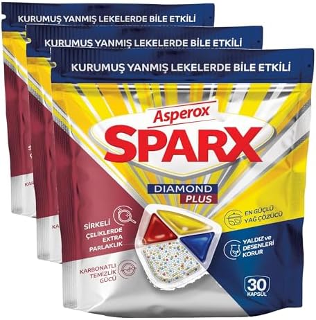 Asperox Sparx Plus 30'lu Bulaşık Makinesi Deterjanı (3 paketi)