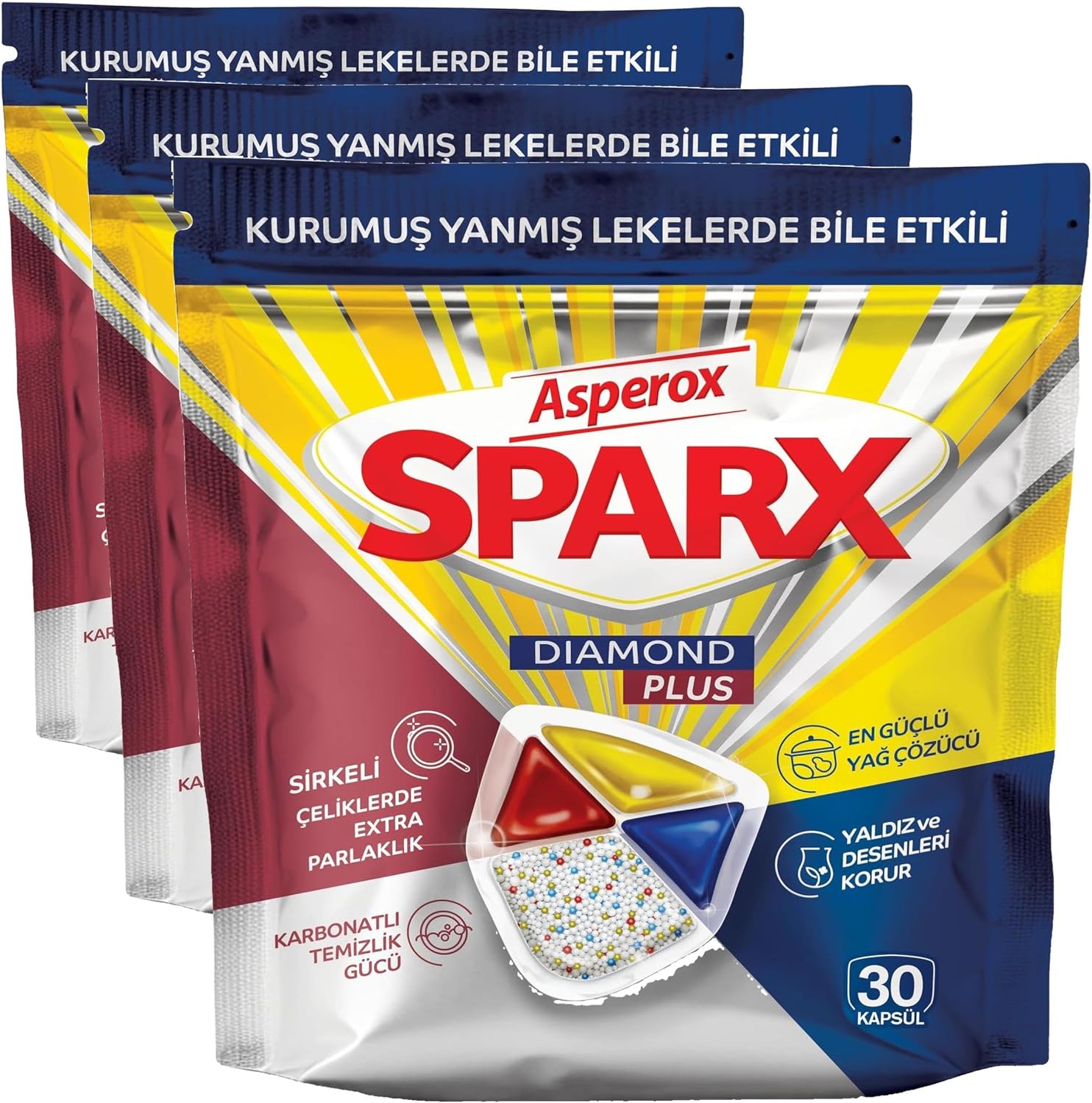 Alternative view of Asperox Sparx Plus 30'lu Bulaşık Makinesi Deterjanı (3 paketi)