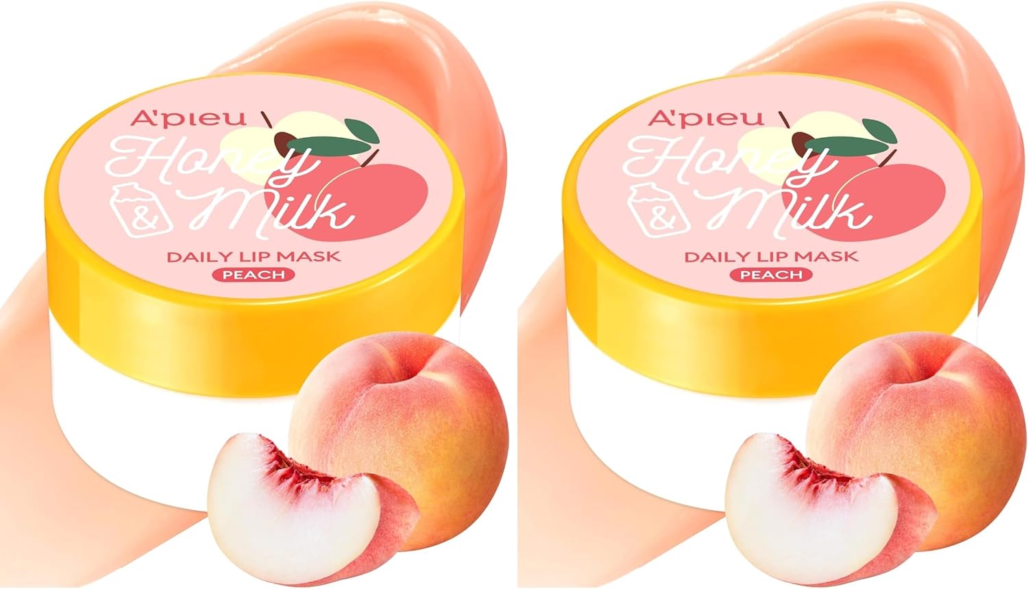 Alternative view of Bal ve Süt Özlü Besleyici Nemlendirici Dudak Maskesi A'PIEU ve Daily Lip Mask, Peach (2 paketi)