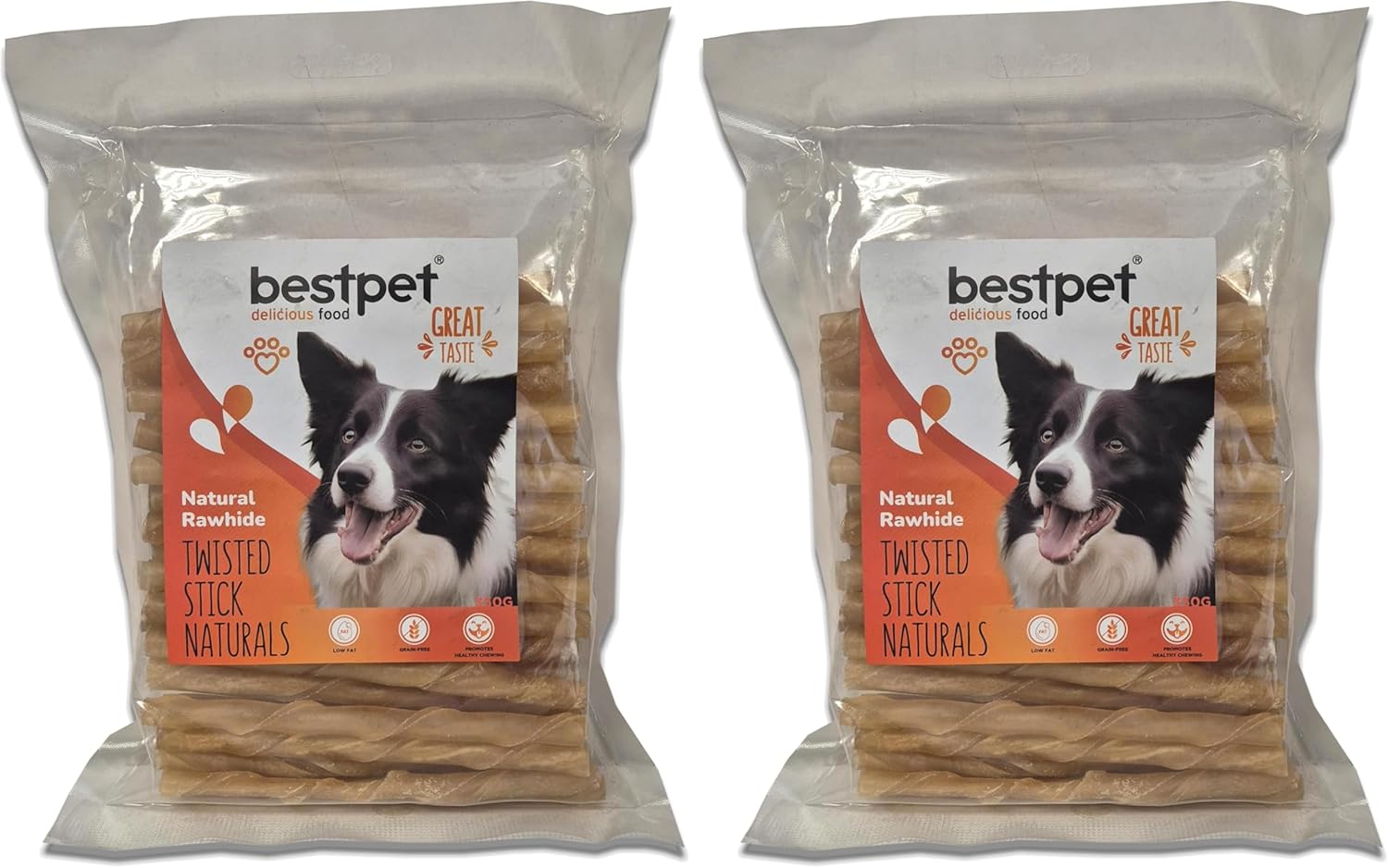Bestpet Twisted Stick Naturals,%100 Doğal Deri Köpek Ödül Çubuğu 350 gr (2 paketi)