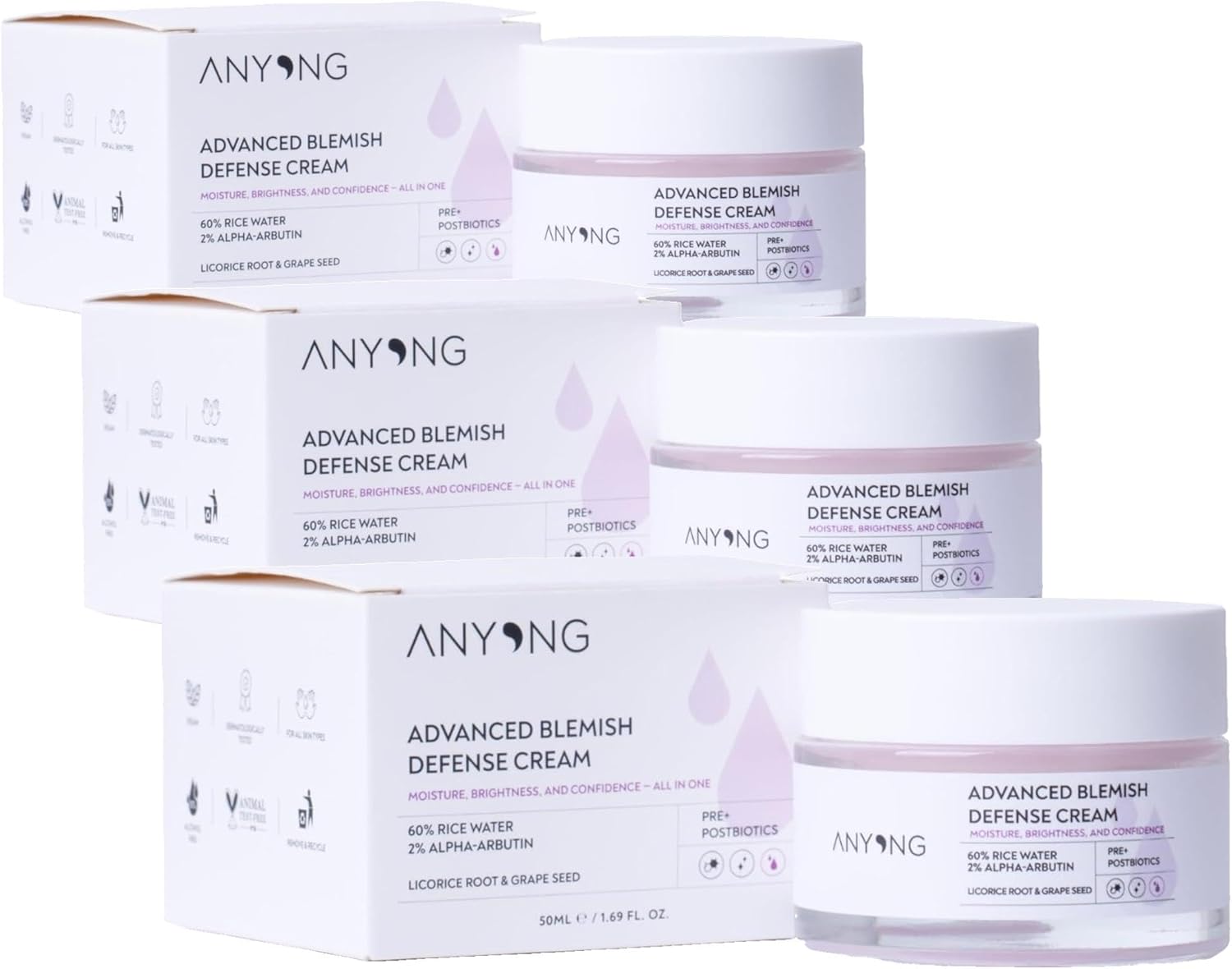 Alternative view of Anyong Geliştirilmiş Leke Karşıtı, Aydınlatıcı, Nemlendirici Krem 50 ml (%60 Pirinç Suyu &%2 Alfa Arbutin) (3 paketi)