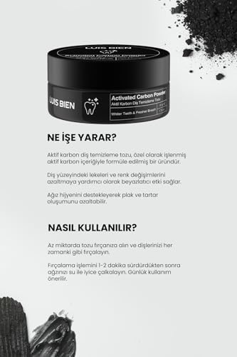 Luis Bien Diş Beyazlatıcı Set-Doğal Aktif Karbon Diş Macunu 75 ML+ Aktif Karbon Diş Beyazlatma Tozu 50 GR-Diş Sararmasına,Ağız Kokusuna Doğal Çözüm(1 adet 75 ml Diş Macunu+ 1 adet Diş Temizleme Tozu)