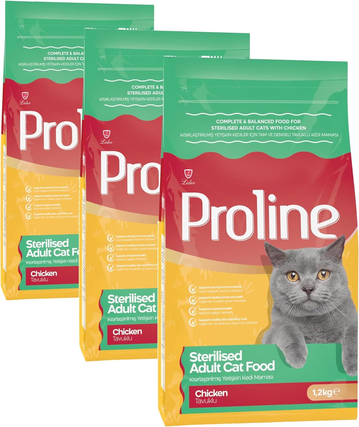 Alternative view of Proline Tavuk Etli Kısırlaştırılmış Kedi Maması 1.2 KG (3 paketi)