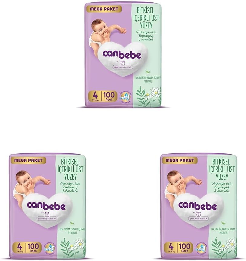 Bebek Bezi 4 Beden (7-14 kg) 100 Adet (3 paketi)