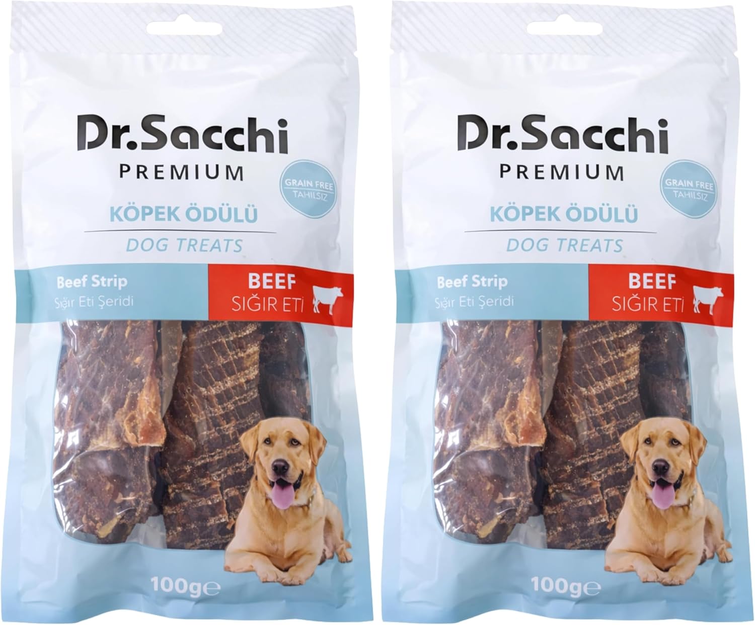 Dr.Sacchi Premium Sığır Eti Şeritli Tahılsız Köpek Ödülü 100 Gr (2 paketi)