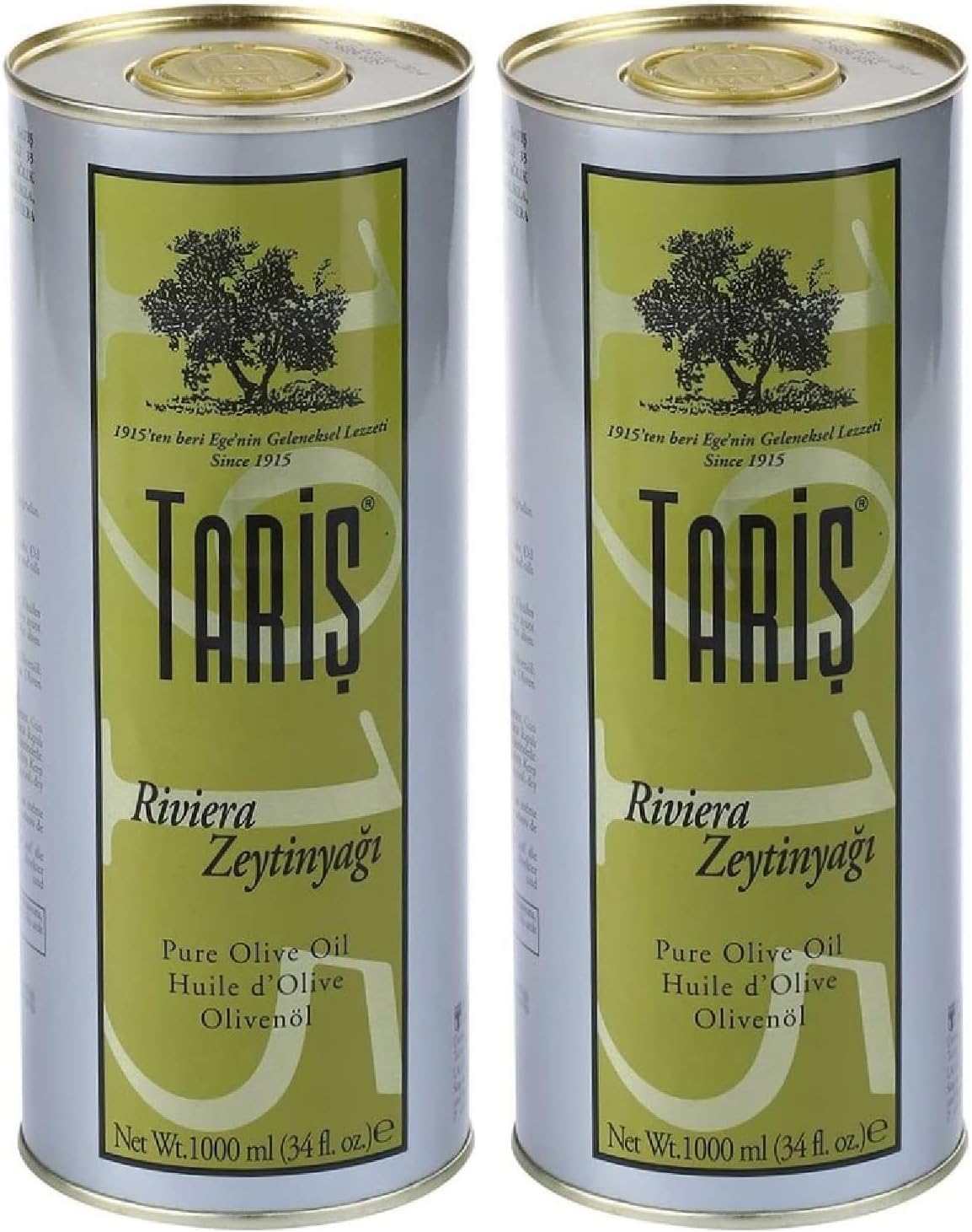 Tariş Riviera Zeytinyağı 1L Teneke (2 paketi)