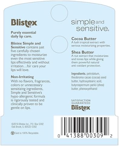 Alternative view of Blistex Sensitive - Hassas Dudaklar İçin Besleyici ve Nemlendirici Dudak Bakım Kremi 1 Adet (4 paketi)