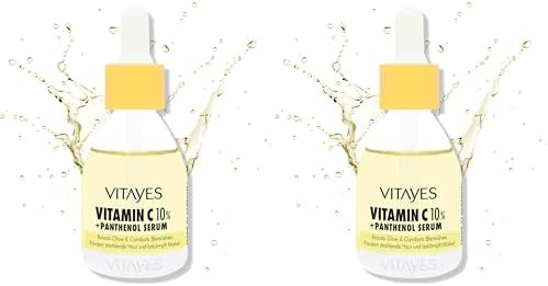 VITAYES C Vitamini%10 Ve Panthenol Cilt Tonu Eşitleyici Leke Karşıtı Aydınlatıcı Nemlendirici Serum, 30 ml (2 paketi)