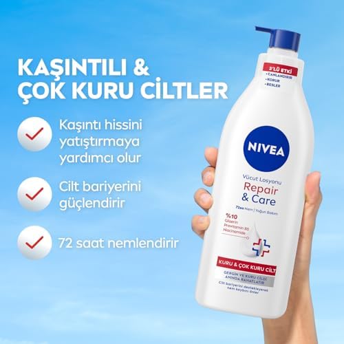 Alternative view of Yoğun Nemlendirici Repair & Care Vücut Losyonu 400ml, 72 Saat Nemlendirime, Kaşıntılı ve Hassas Ciltlere Özel, Onarıcı, Gliserin,Pro Vitamin B5,Niasinamid,Kuru Ciltler (3 paketi)