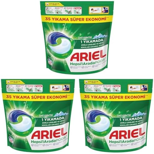 Ariel Hepsi1Arada PODS Kapsül Çamaşır Deterjanı Beyazlar ve Renkliler 35 Yıkama (3 paketi)