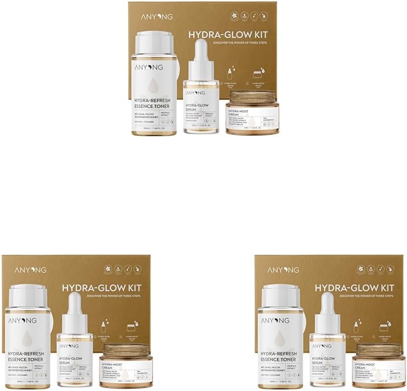 Anyong Salyangoz Özü Nemlendirici, Aydınlatıcı, Yatıştırıcı Cilt Bakım Kiti (TONİK, SERUM, KREM) Niacinamide (50 ML + 12 ML + 20 ML) (3 paketi)