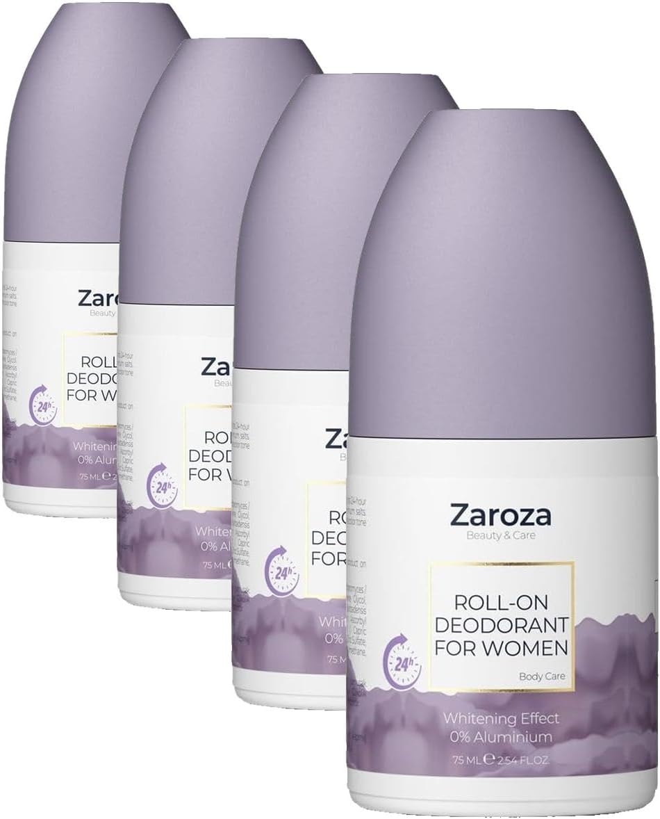 Zaroza Roll On Beyazlatma Etkili 24 Saat Koruyucu Aluminyum İçermeyen Kadın 75 ml (4 paketi)