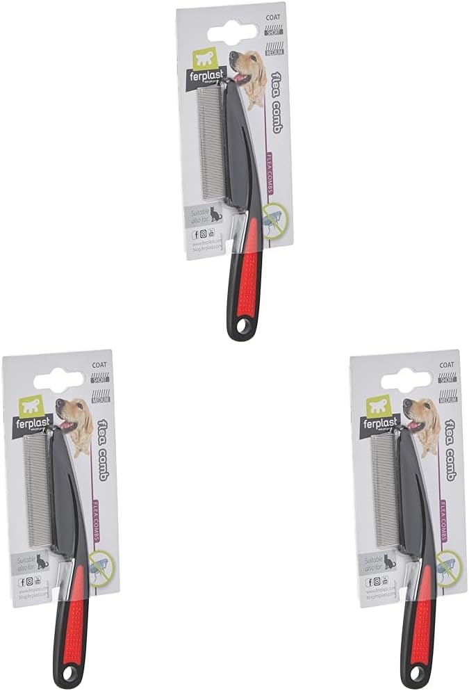 GRO 5838 KÖPEK PIRE TARAĞI, Red, Narrow (3 paketi)