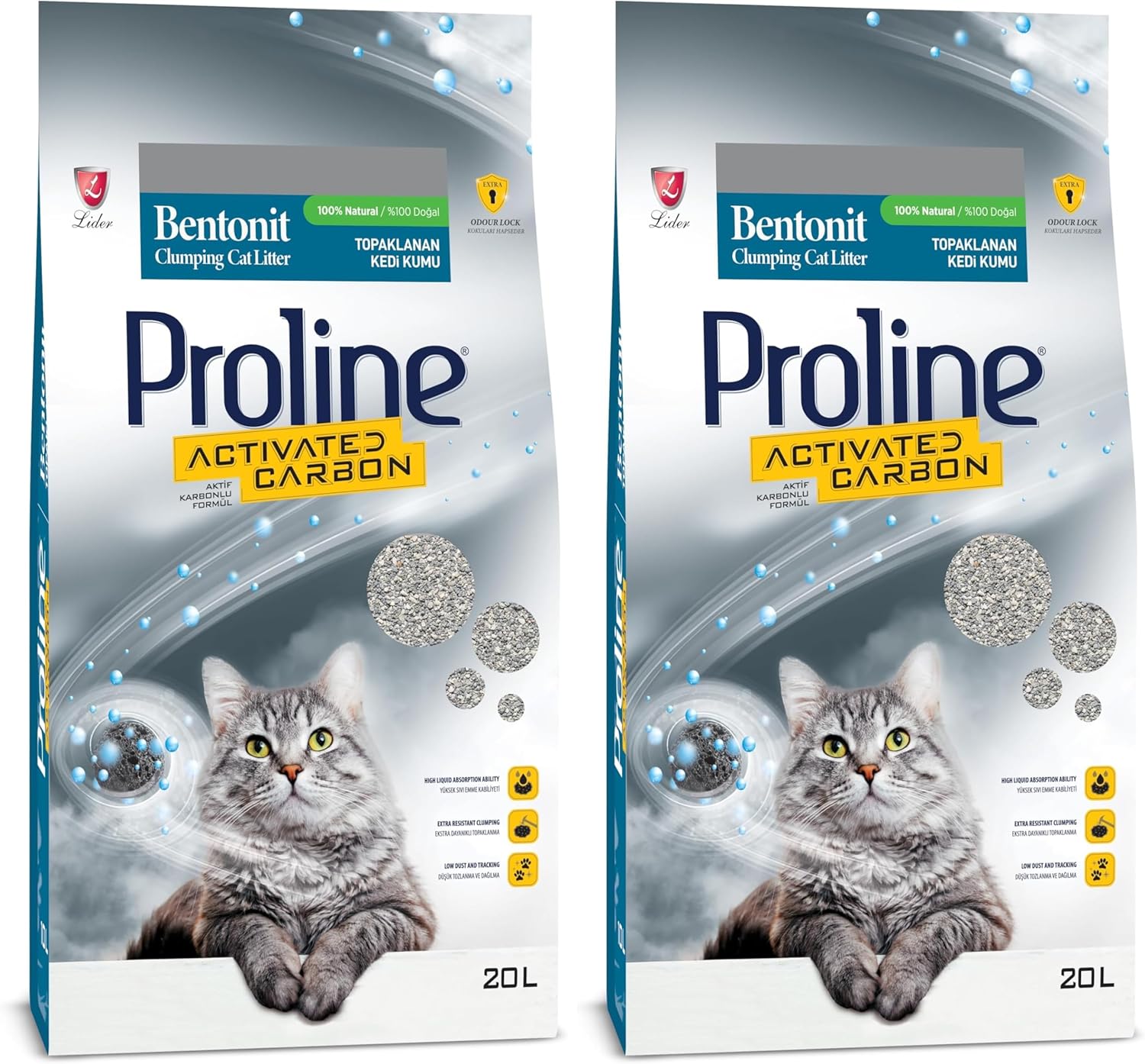 Alternative view of Proline Aktif Karbonlu Kedi Kumu 20 L (2 paketi)