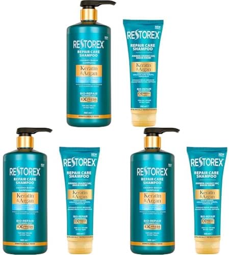 Alternative view of Restorex Keratin & Argan Onarıcı Saç Bakım Şampuanı 900 Mililitre, Yıpranmış ve Hasar Görmüş Saçlar (3 paketi)