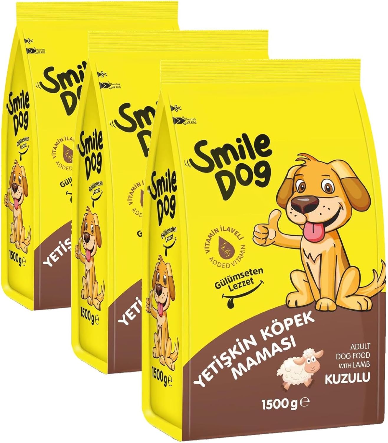 Alternative view of Smile Dog Yetişkin Köpek Kuzulu 1,5 kg Kuru Mama (3 paketi)