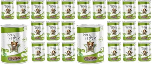 Prostar Yavru Köpek Kuzulu ve Jöleli Konserve Mama 400 Gr x 12 adet (2 paketi)