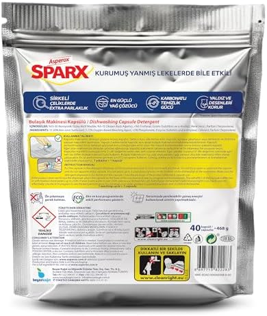 Asperox Sparx Plus 40'lı Bulaşık Makinesi Deterjanı (3 paketi)