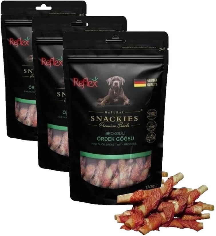 Reflex Ördek Göğsü Brokolili Köpek Ödülü 170 Gr (3 paketi)