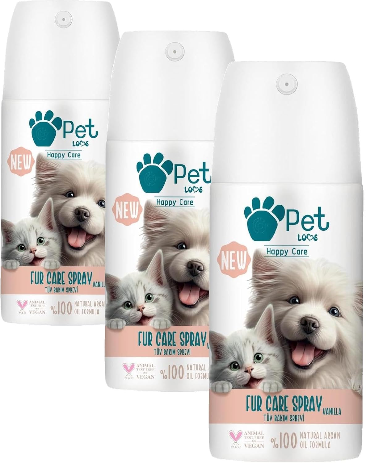 PET LOVE Tüy Bakım Spreyi, Vanilya, 150 Mililitre (3 paketi)