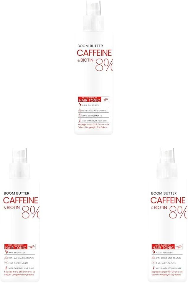 BOOM BUTTER Caffeine Biotine Yavaş Uzayan Kepeklenen Saçlar için Tonik 150 ML (3 paketi)