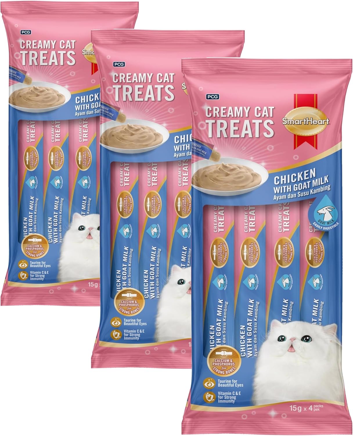Smartheart Krema Kedi Ödülü Tavuk ile Keçi Sütü 4x15 gr (3 paketi)