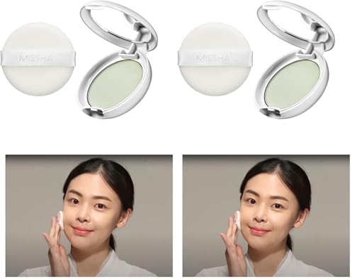 Kızarık Görünümü Azaltarak Makyajı Sabitleyen Ultra Hafif Pudra Airy Pot Pressed Powder (Mint) (2 paketi)
