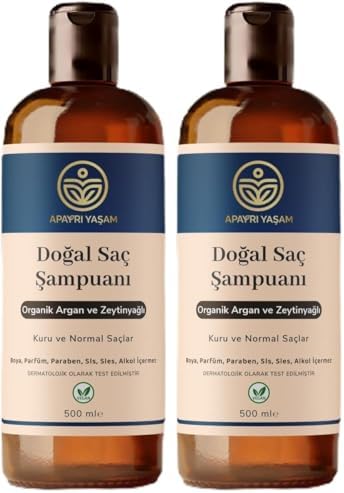 Organik Argan ve Zeytinyağı Özlü Kuru ve Normal Saçlar İçin Besleyici ve Onarıcı Şampuan 500 ML (2 paketi)
