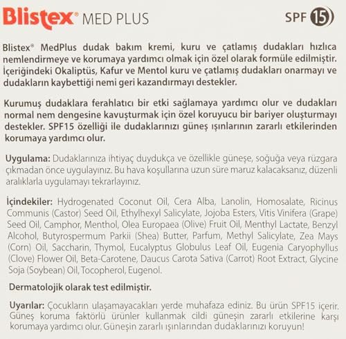 Blistex Medplus Stick Kuru ve Çatlamış Dudaklara Onarıcı ve Ferahlatıcı Dudak Bakım Kremi + Sensitive Hassas Dudaklar için Besleyici ve Nemlendirici Dudak Bakım Kremi