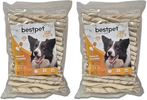 Alternative view of Bestpet Twisted Stick,%100 Doğal Deri Beyaz Köpek Ödül Çubuğu 350 gr (2 paketi)
