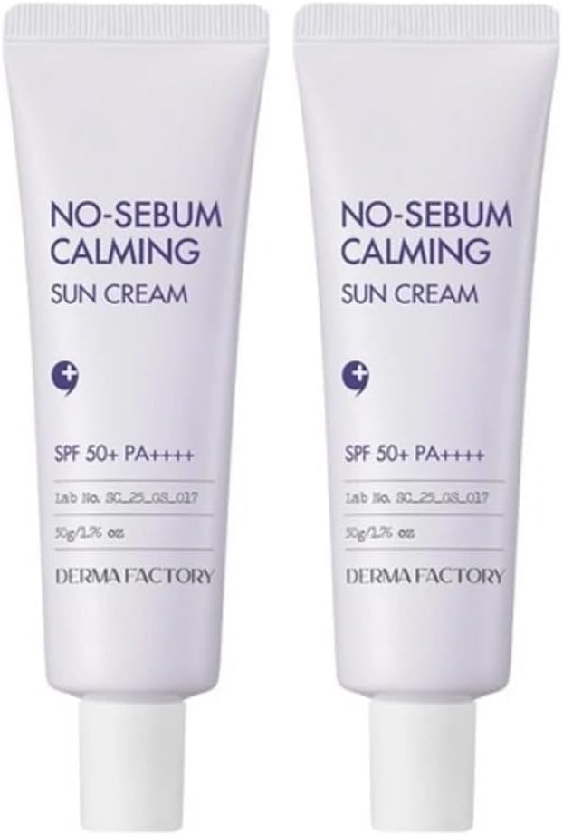 DERMA FACTORY Yağlı Ciltler İçin Ton Eşitleyici Kore Güneş Kremi Derma Factory No Sebum Calming Sun Cream SPF 50 (2 paketi)