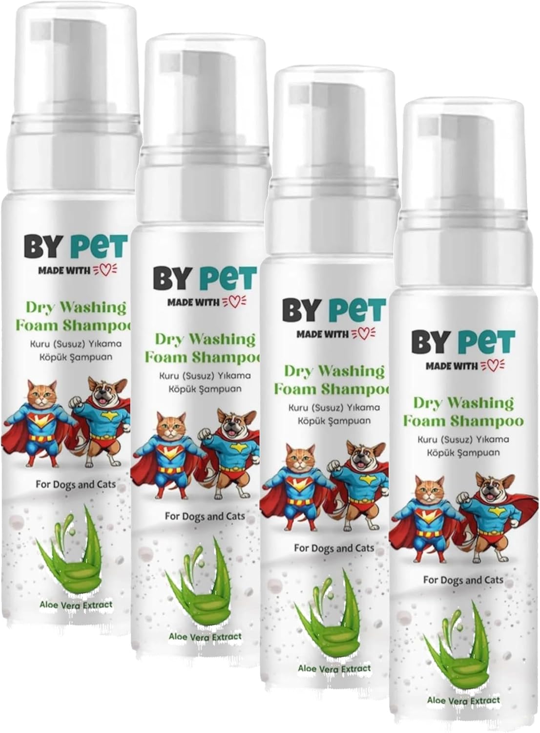 Alternative view of Aloe İçerikli Kedi ve Köpek Kuru Yıkama Bakım Şampuanı Tüy Deri Bakım Köpüğü 200 Ml (4 paketi)