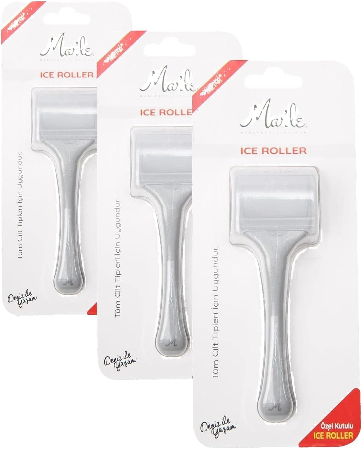 Mar'le Cilt Sıkılaştırıcı Gri Ice Roller Yüz Masaj Aleti (3 paketi)