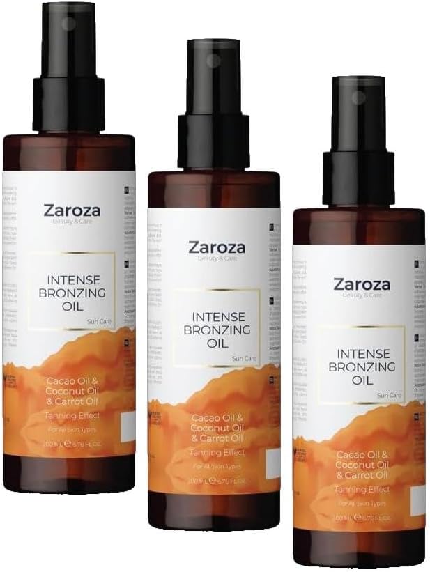 Zaroza Bronzlaştırıcı Yağ Havuç Hindistan Cevizi Kakao Yağı 200 ml (3 paketi)