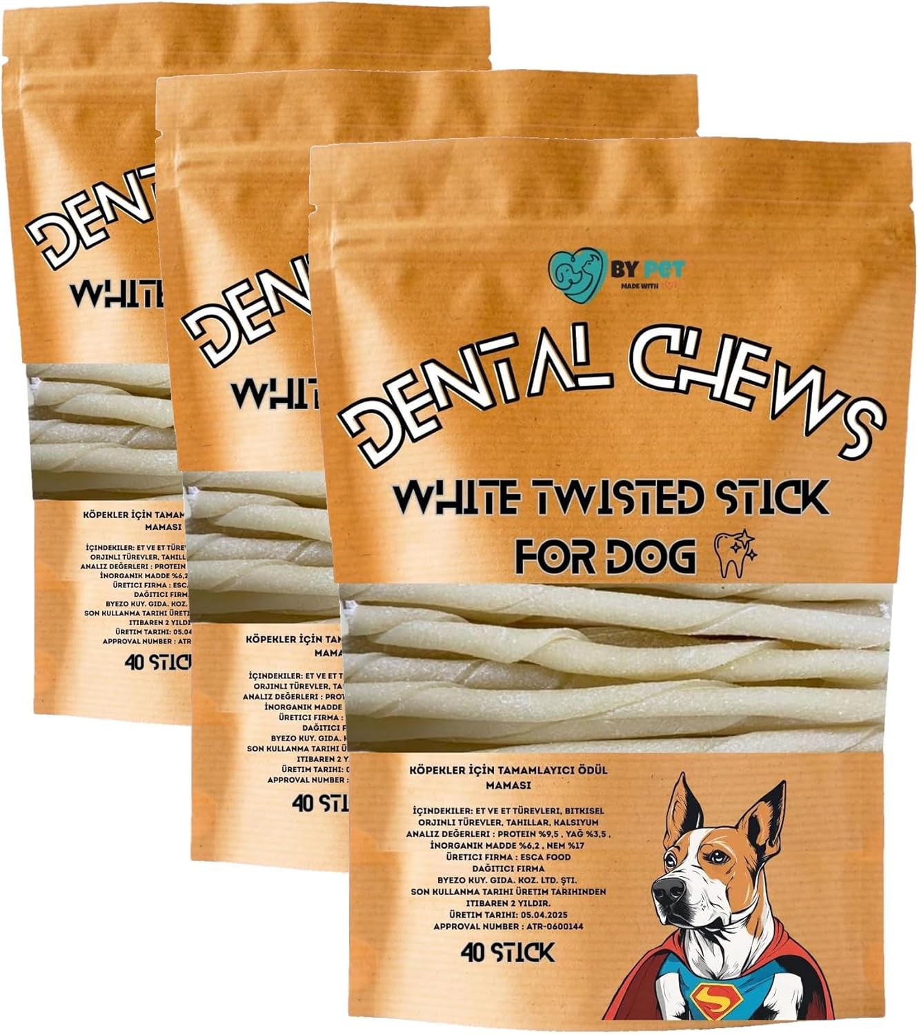 Beyaz Çubuk Köpek Ödül Ve Çiğnemi Kemiği- 40 Adet Maxi Paket (3 paketi)