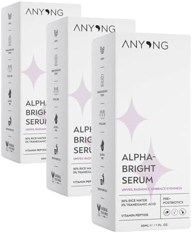Anyong Alfa Arbutin Aydınlatıcı, Leke Karşıtı, Ton Eşitleyici Serum 30 ml (Pirinç Suyu & Traneksamik Asit) (3 paketi)