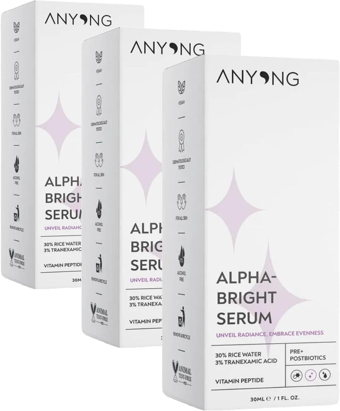Alternative view of Anyong Alfa Arbutin Aydınlatıcı, Leke Karşıtı, Ton Eşitleyici Serum 30 ml (Pirinç Suyu & Traneksamik Asit) (3 paketi)