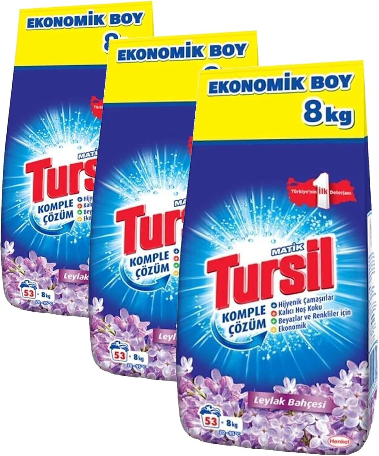 Alternative view of Tursilmatik Leylak Bahçesi Toz Çamaşır Deterjan 8 kg, Leylak Bahçesi 8kg (3 paketi)