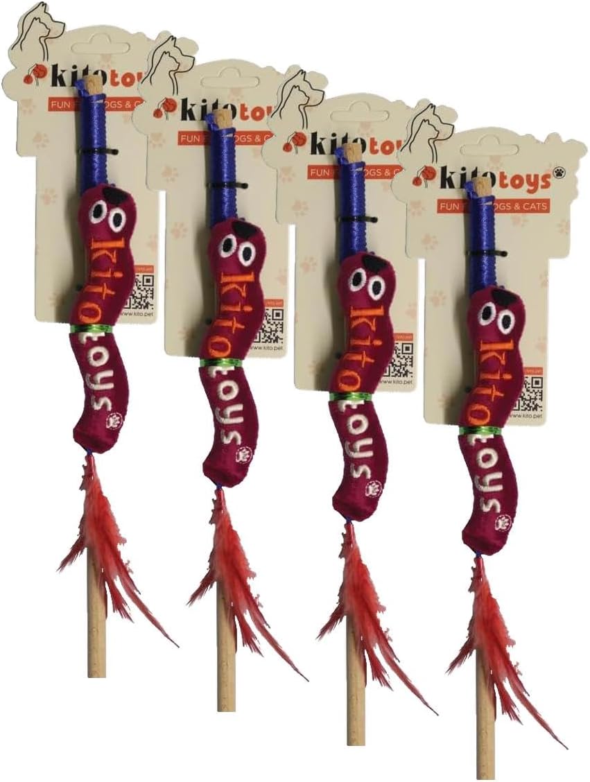Kito Toys Solucan (Olta) Peluş Kedi Oyuncağı (4 paketi)