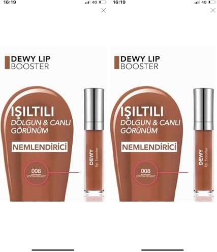 Dewy Lip Booster Dolgunlaştırıcı Etkili Yarı Transparan Dudak Parlatıcısı - 008 COCOA DELIGHT (2 paketi)