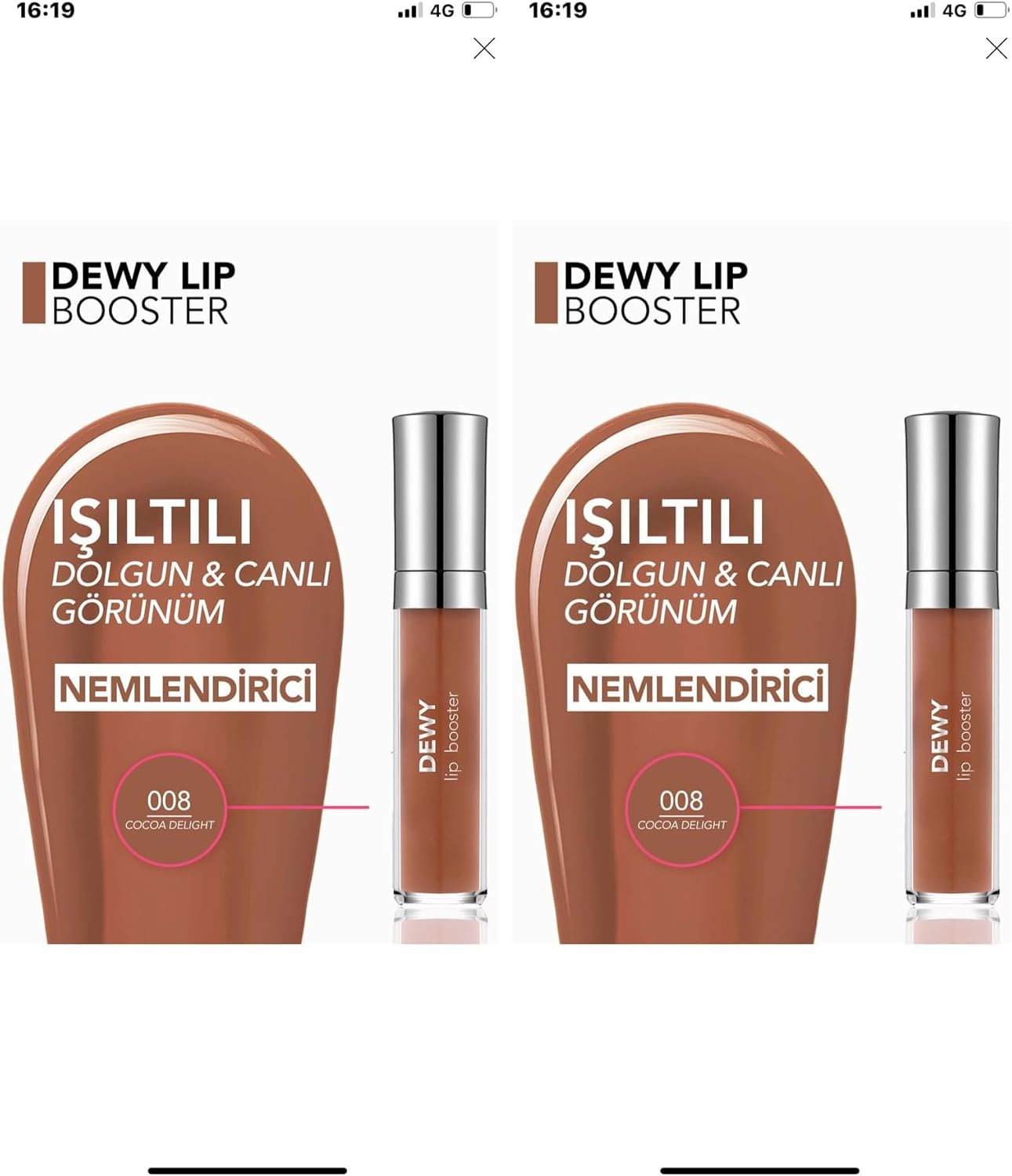 Alternative view of Dewy Lip Booster Dolgunlaştırıcı Etkili Yarı Transparan Dudak Parlatıcısı - 008 COCOA DELIGHT (2 paketi)
