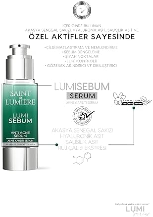 Alternative view of LUMISEBUM Akne,Siyah Nokta ve Leke Karşıtı,Sebum Dengeleyici Matlaştırıcı ve Nemlendirici Serum 30ml (2 paketi)